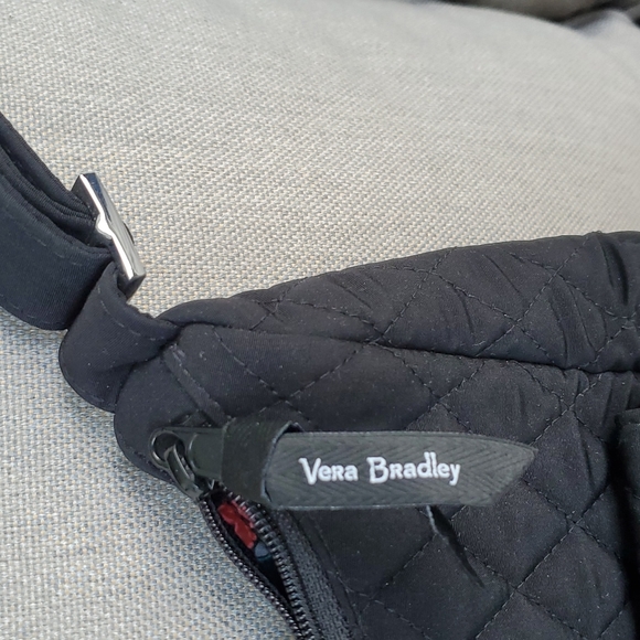 VERA BRADLEY ~ Zipper Closure Black Adjustable Shoulder Bag Multi-Pockets - Picture 4 of 15